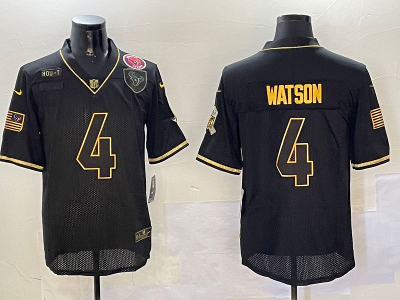 Men Houston Texans #4 Watson Black Gold 2024 Nike Limited NFL Jersey style 01081->oakland raiders->NFL Jersey